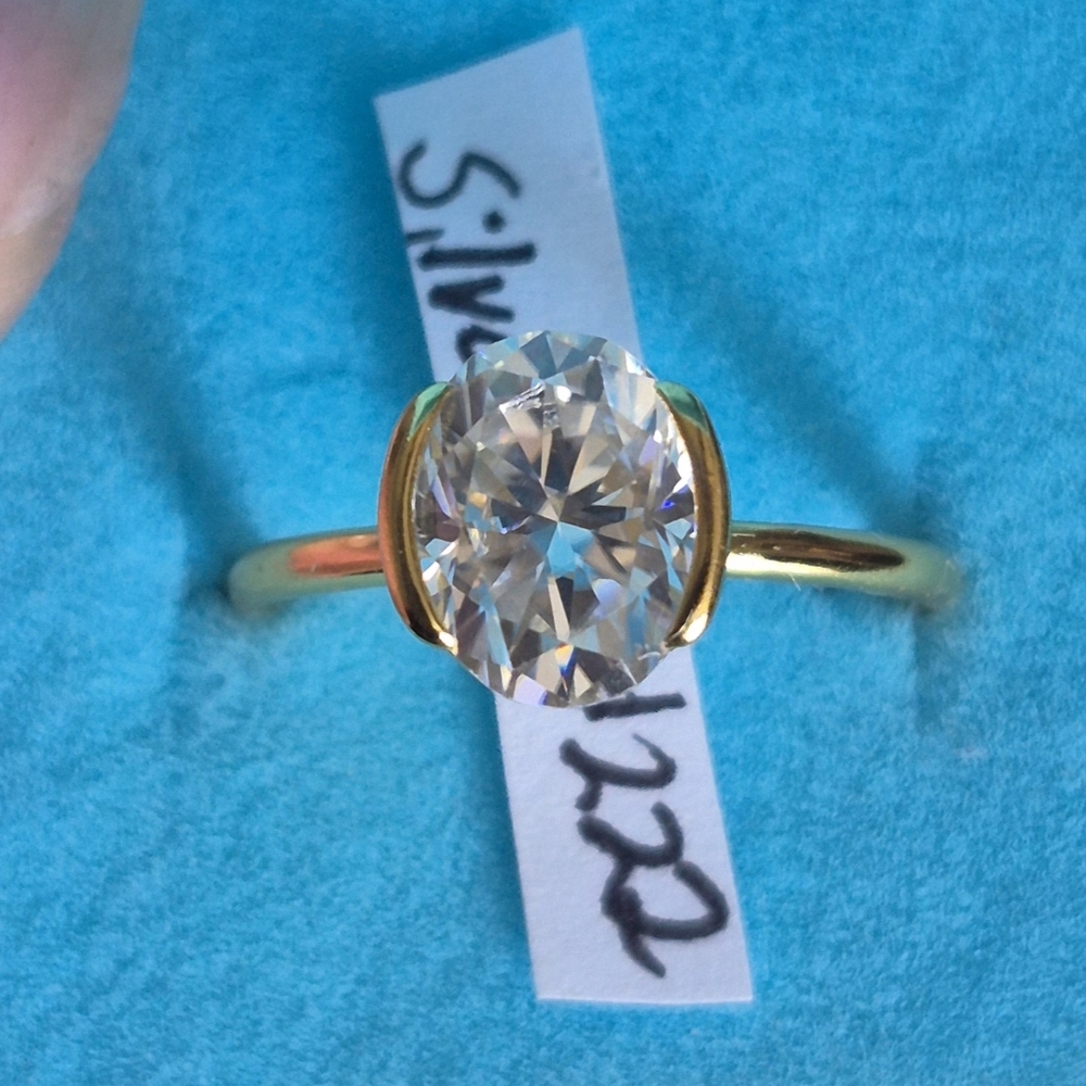 2.00 CT Oval cut In Half Bezel Setting Moissanite Ring In Size 6 Us